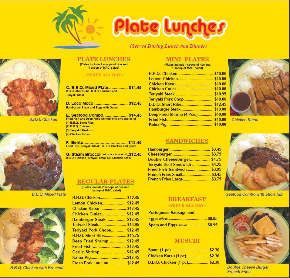 Hawaiian Drive Inn - Menu